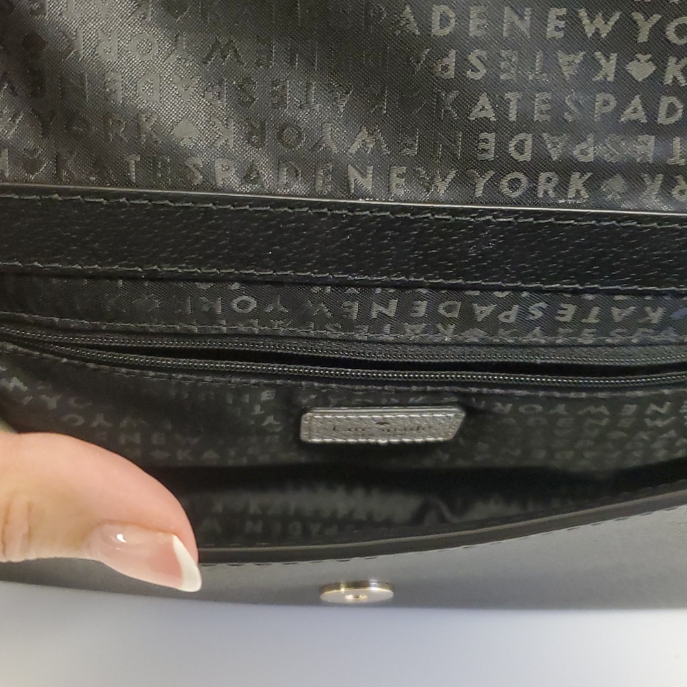 kate spade Black Leather Bow Crossbody Bag with Cream Accent - Picture 7 of 9